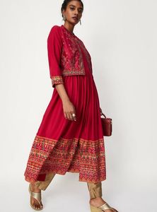 Women Printed Kurta with Jacket