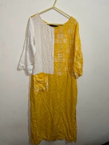 Elegant White &amp; Yellow Kurta