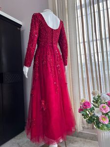 Luxury Sequined Red Gown