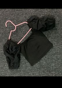 Cotton Sleev Rib Crop Top