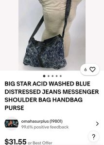Distressed Denim Shoulder Bag