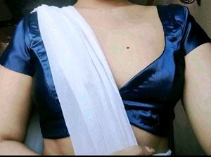 Non Padded Satin 1 Hook Deep Neck Blouse