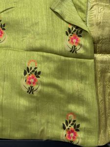 Floral Print Green Saree