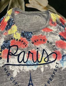 Paris Graphic Print Long Sleeve Top