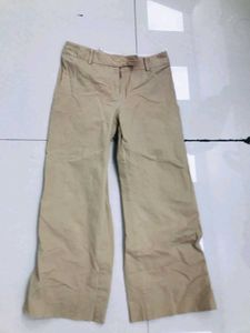 Beige Wide Leg Pants