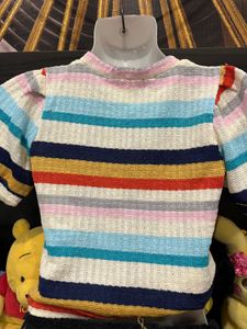 Retro Rainbow Knit Crop Top