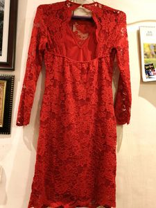 Lace Up Red Dress