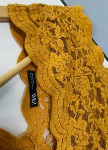 Zara Mustard Lace Top
