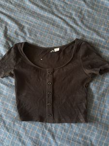 Cute Black Button-Up Top