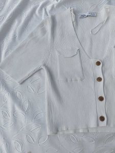 Zara White Knit Crop Top