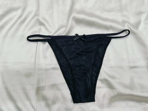 Black Bow Detail Thong Panty
