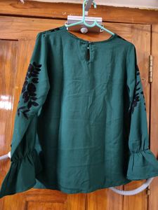Pluss Brand Olive Green Top With Black Design