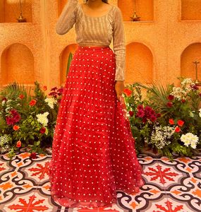 Red Polka Dot Lehenga Choli