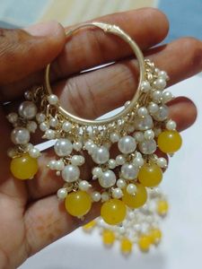 Boho Yellow Beaded Hoop Earrings