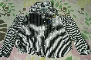 Striped Cold Shoulder Button Down