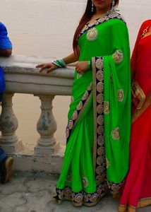 Green Embroidered Saree