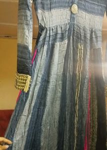 Striped Gown with Embellishments