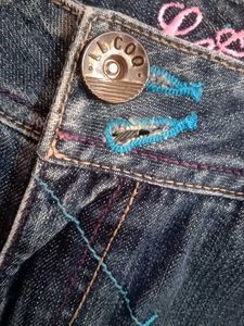 Embroidered Denim low rise shorts