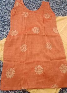 Peach Bhagalpuril Print Kurta With Plazo