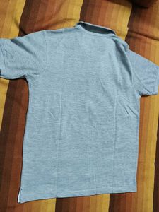 Cantabil Men Grey Cotton Casual Polo Tshirt