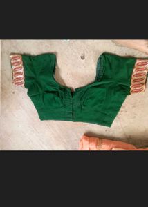 Green Embroidered Saree Blouse