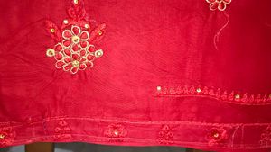 Red Embroidered Fabric