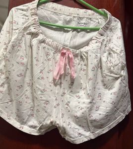 Cute Bunny Print Pajama Shorts Set