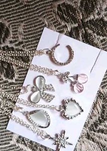 Cute Silver Charm Necklace Set