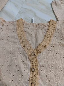 Peach Eyelet Top