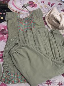 Two Kurti On Sale Green Sharara Kurt And Redsimple