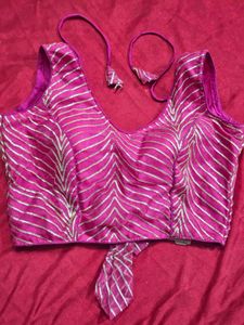 Pink &amp; Gold Leheriya Blouse