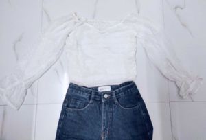 Cute White Crop TOP