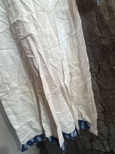 White Kurti With Blue Jacket Attached
