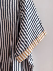 Grey &amp; Mustard Striped Cotton Top