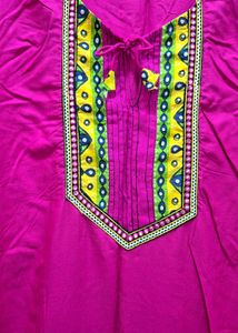 Pink Kurti with Mirror Work