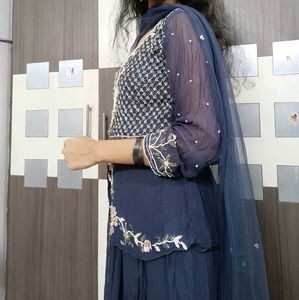 Elegant Blue Kurta Set &amp; Dupatta