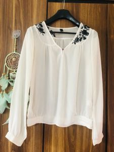 Veromoda White Floral Embroidered Top