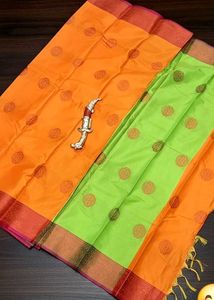 Elegant Orange Silk Saree