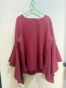 🍷 Elegant Burgundy Bell Sleeve Blouse🍷