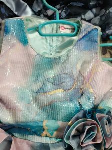 Aqua Sequin Flower Girl Dress