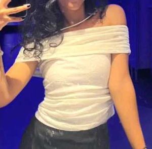 White Off Shoulder Top With Beautiful Butterfly