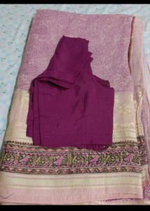 Elegant Pink Saree & Blouse