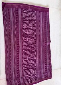 Magenta Chevron Print Cotton Linen Saree