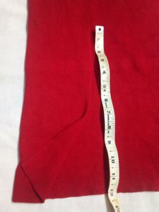 Red Cotton Stretchable Skirt(slit)