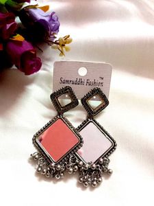 Mirror Oxidized Earrings- Combo Of 2