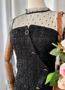 Chic Black Tweed XS Mini Dress