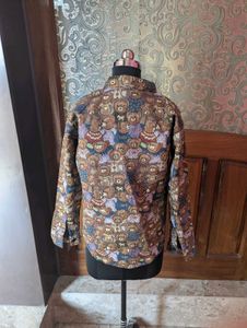 Teddy Bear Print Button-Down Shirt