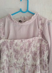 Lavender Stripe &amp; Floral Dress