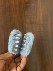 Blue Fuzzy Scrunchie