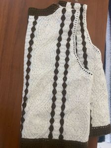 Crochet Knit Vest Top, a saree with unstitched top